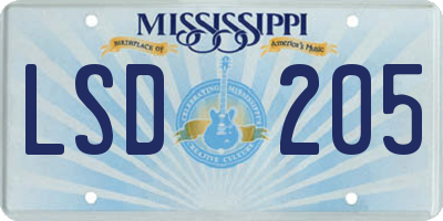 MS license plate LSD205