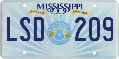 MS license plate LSD209