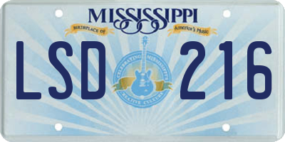 MS license plate LSD216