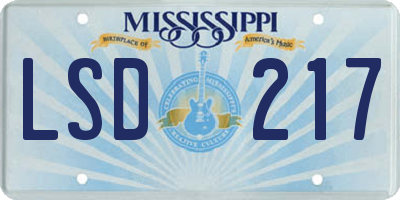 MS license plate LSD217