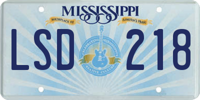 MS license plate LSD218