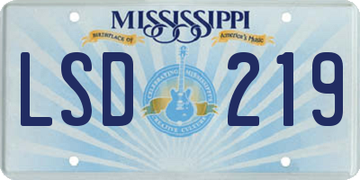 MS license plate LSD219