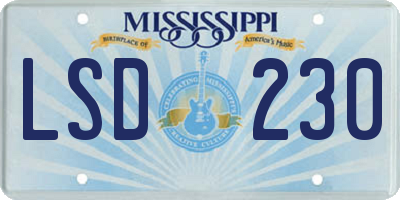 MS license plate LSD230