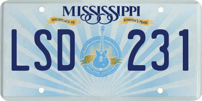 MS license plate LSD231