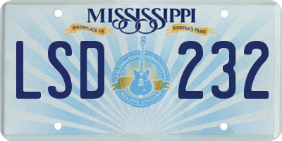 MS license plate LSD232