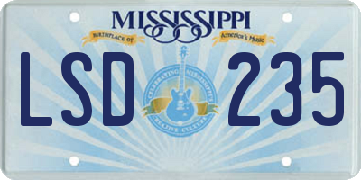MS license plate LSD235