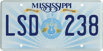 MS license plate LSD238