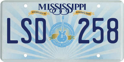 MS license plate LSD258