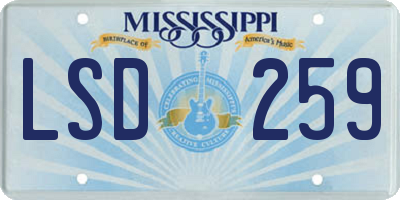 MS license plate LSD259