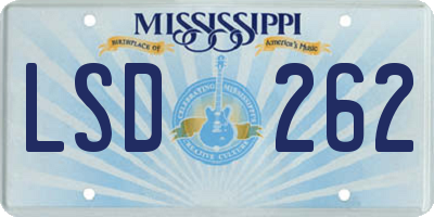 MS license plate LSD262