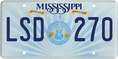 MS license plate LSD270