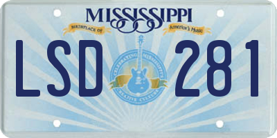 MS license plate LSD281