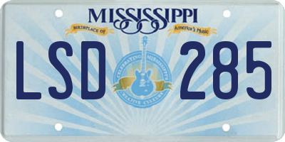MS license plate LSD285