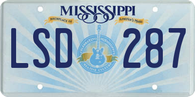 MS license plate LSD287