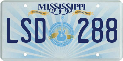 MS license plate LSD288