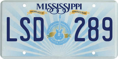 MS license plate LSD289