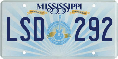 MS license plate LSD292