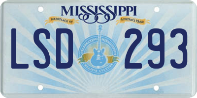 MS license plate LSD293