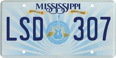MS license plate LSD307