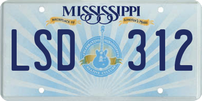MS license plate LSD312