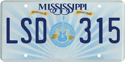 MS license plate LSD315