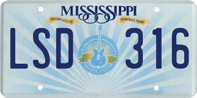 MS license plate LSD316