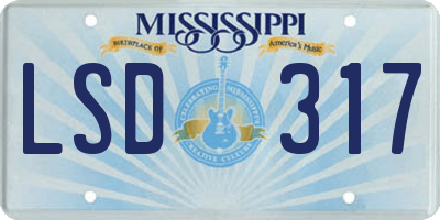 MS license plate LSD317