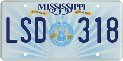 MS license plate LSD318
