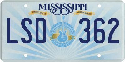 MS license plate LSD362
