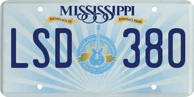 MS license plate LSD380