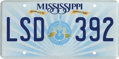 MS license plate LSD392