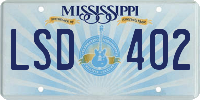 MS license plate LSD402