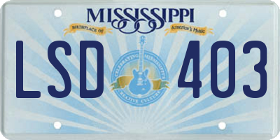 MS license plate LSD403