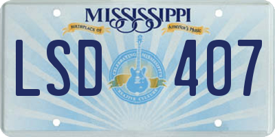 MS license plate LSD407