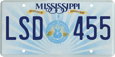 MS license plate LSD455