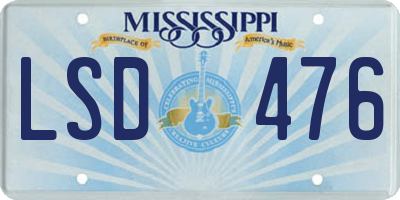 MS license plate LSD476