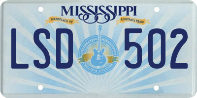 MS license plate LSD502