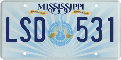 MS license plate LSD531
