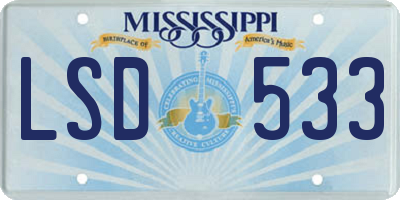 MS license plate LSD533