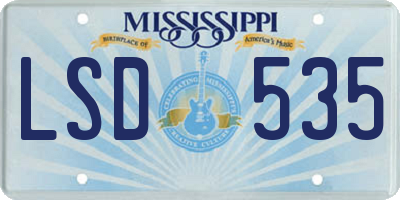 MS license plate LSD535