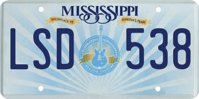 MS license plate LSD538
