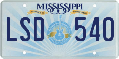 MS license plate LSD540