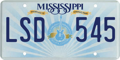 MS license plate LSD545