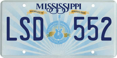 MS license plate LSD552