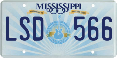 MS license plate LSD566
