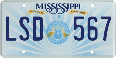 MS license plate LSD567