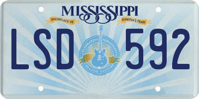 MS license plate LSD592