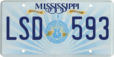 MS license plate LSD593