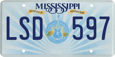 MS license plate LSD597