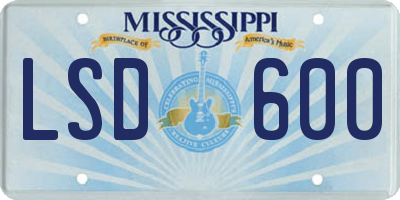 MS license plate LSD600